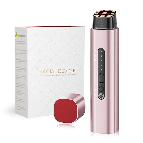 Aparato Radiofrecuencia Facial Profesional, 5 en 1 Masajeador Facial de Microcorriente, Dispositivo Eléctrico Antiacné, Antiarrugas, Reafirmante y Lifting para Rostro y Cuello (Oro rosa)