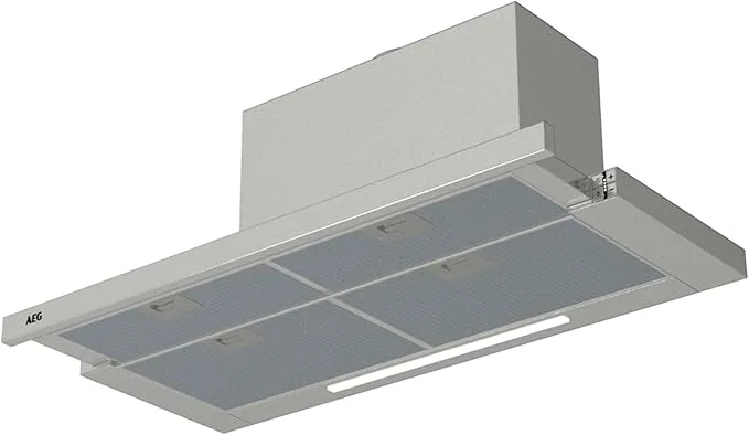 AEG DPE5960M Campana extractora extraíble, 90 cm, 3 velocidades + intensivo, Potencia hasta de 660 m3/h, Nivel de ruido 60 dB(A), Panel incluido, Luces LED, Inox, Clase A