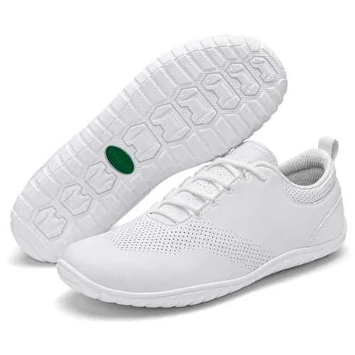 SAGUARO Zapatillas Barefoot Hombre, Zapatillas Minimalistas Antideslizantes Ligeros, Sintético Zapatos Barefoot para Caminar al Aire Libre Casual Blanco,Gr.44
