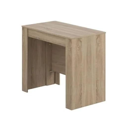 Habitdesign Mesa Comedor Extensible Consola 10 Comensales, Roble Canadian | De consola de 51 cm a mesa de 237 cm en 5 posiciones; guías metálicas y paneles que se guardan entre las patas.