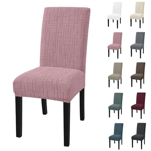 YSTELLAA Fundas Sillas De Comedor Pack 4, Rosa Grisáceo | Funda Silla Elástica, Cubre Protectora Sillas Ajustables, Desmontables Lavables, para Sillas De Comedor Sala Cocina