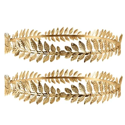 Corona de hojas romanas, 2 Piezas Diadema de Hoja de Oro Griega, diadema para novia, Tocado de Hoja de Laurel, adecuadas para Bodas, fiestas, cosplay (B)