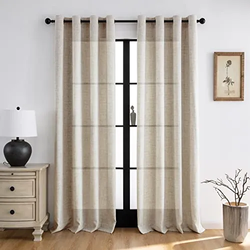Melodieux Cortinas Visillos Beige para Salón Cortinas Dormitorio 2 Piezas, 140x260cm