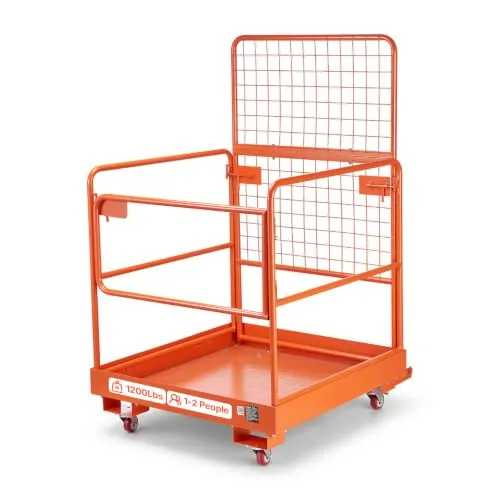 VEVOR Jaula de Seguridad para Montacargas 920 x 1045 mm, Capacidad de 544 kg, con 4 Ruedas, Plataforma de Trabajo con Panel de Malla de Acero al Carbono para Trabajo en Altura y Carretilla Elevadora