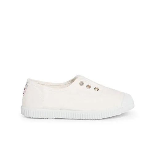 Pisamonas Zapatillas Lona Punta Goma Sin Cordones Talla 32 Color Blanco
