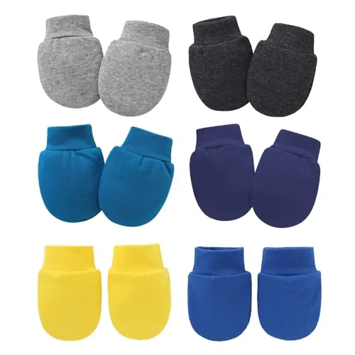 ZEACCT 6 Pares Guantes Bebé para Recién Nacidos, Manoplas de Algodón para Bebés, Guantes y Manoplas para Bebé, Guantes de Algodón sin Arañazos Unisex para Recién Nacidos de 0 a 6 Meses
