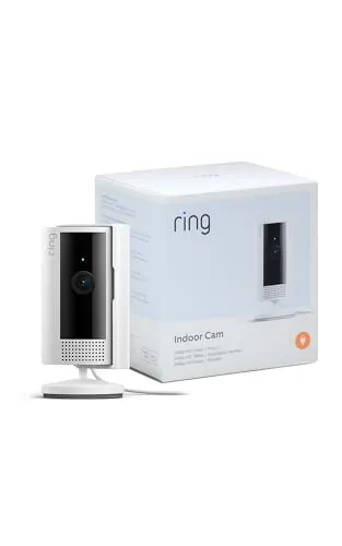 Ring Cámara interior (Indoor Camera 2.ª gen.) | Cámara de vigilancia wifi con enchufe para mascotas | Vídeo 1080p HD, comunicación bidireccional, cubierta de privacidad | 30 días gratis de Ring Home