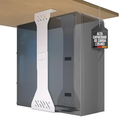 Soporte PC bajo Mesa – Alta Resistencia hasta 35 kg, Ajustable (Blanco)