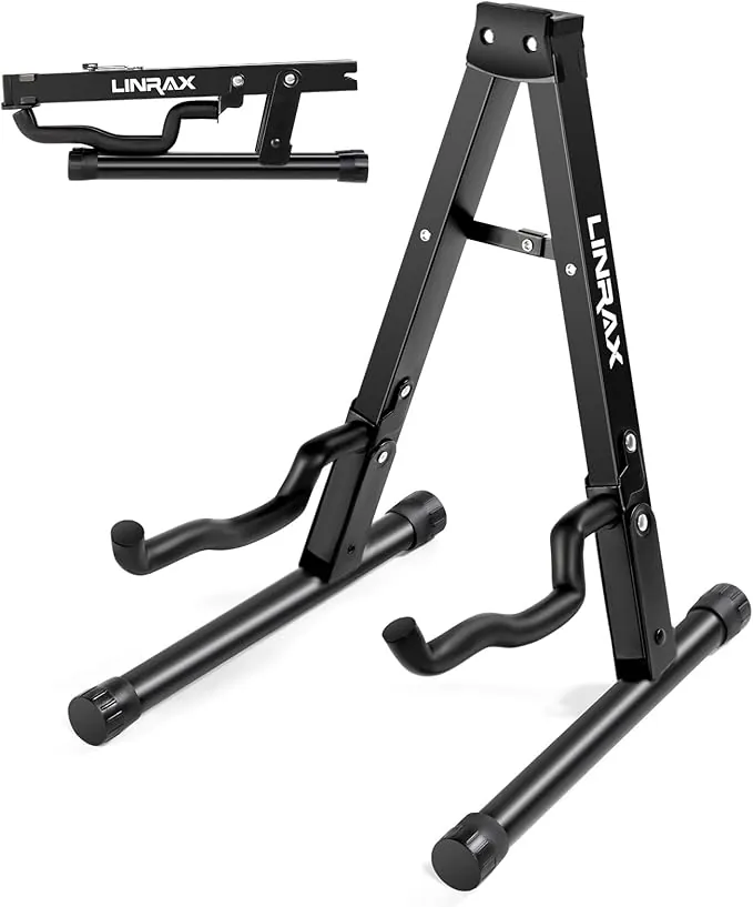 FS1 Soporte de Guitarra Plegable, Soporte de Suelo en Forma de A, Soporte Universal para Guitarra Acústica Clásica Eléctrica Bajo Ukelele Banjo Mandolina Violín, Soporte Guitarra Ajustable