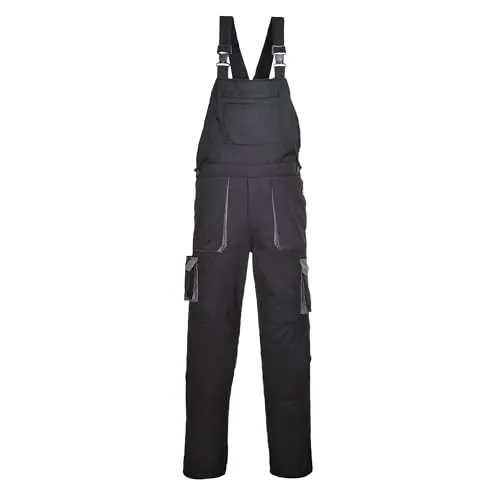Portwest TX12 Mono de Trabajo con Peto y Tirantes Hombre Texo Contraste Negro, M