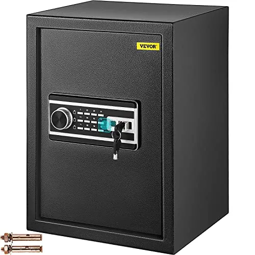 VEVOR Caja Fuerte de Seguridad con Huella Dactilar 60L Caja Fuerte Antirrobo del Hogar 350 x 470 x 300 mm Huella Digital Contraseña Llave WiFi Abierto del Hotel de Oficina en Casa Caja de Seguridad