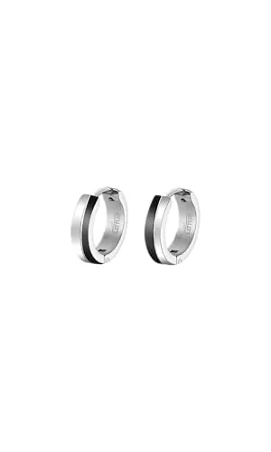 LOTUS STYLE Pendientes Aro Hombre - Aros Acero Inoxidable 316L - Cierre Seguro - Ligeros, Cómodos y Resistentes - Aros Hombre Color Plata 12.20 mm LS2391-4/1