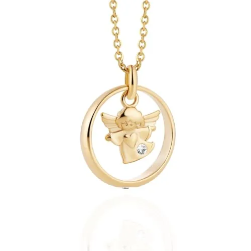 fish Cadena De Oro Con Colgante De Ángel De La Guarda Y Cristal Para Niños Y Jóvenes