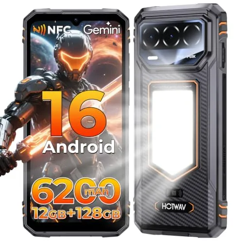 HOTWAV T8 Móvil Irrompible Android 16, 12GB RAM + 128GB ROM,