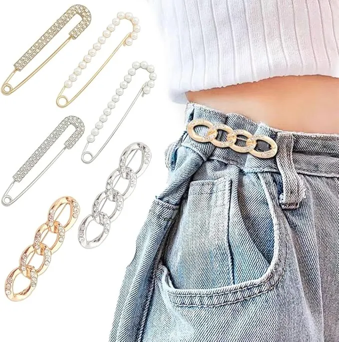 6 Pz Imperdibles Broches de Mujeres, Spille Gioiello per Vestiti, Spilla da Donna Clip, Spille in Finto Cristallo e Perle, Spille da Balia Clip, Clips de Perlas y Cristal para Chal, Suéter, Vestidos