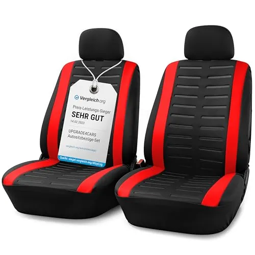 Upgrade4cars Fundas para Asientos Delanteros Set Versión 2026 | Fundas Protectores Universales en Rojo para Conductor y Acompañante | Accesorios Coches Interior Decoración