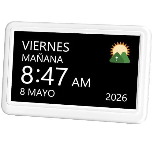 Mesqool Reloj Digital para Personas Mayores con Fecha y Día, Pantalla Grande de 18 cm, Despertador con Calendario, 20 Alarmas y 20 Recordatorios, Fácil de Leer