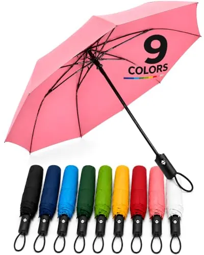 drytogo Paragus Plegable I Apertura y cierre automáticos I Resistente al viento, impermeable y compacto I Paraguas de viaje ligero con mango antideslizante I Perfecto para hombre y mujer I
