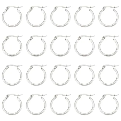 UNICRAFTALE Alrededor de 40 Uds 19mm Pendientes de Aro de Acero Inoxidable Pendientes de Aro Hipoalergénicos Componentes de Aros para Joyería de Mujer Color Acero Inoxidable