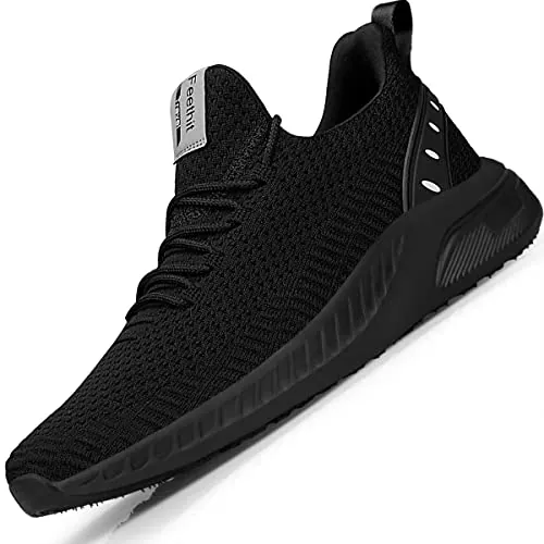 Feethit Zapatillas de Running para Hombre Transpirables Running Zapatos para Correr Gimnasio Deportives Transpirables Atlético Trekking Negro 43