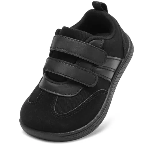 STQ KIDS Barefoot Niños Zapatillas Deportivas Niña Primeros Pasos Calzado Respetuoso Bebe Descalzo con Caída Cero al Aire Libre Todo Negro 29 EU