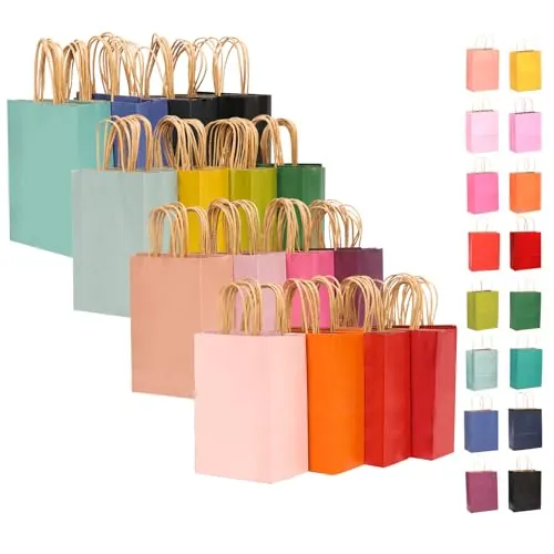Gcardist 32 bolsas de papel kraft grandes con asas, 33 x 26 x 13 cm, bolsas de regalo, para personas mayores, uso múltiple (13 x 10 x 5 pulgadas, tamaño grande)