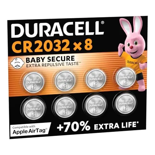 DURACELL 2032 Pilas de Botón de Litio (Paquete de 8) 3V, CR2032