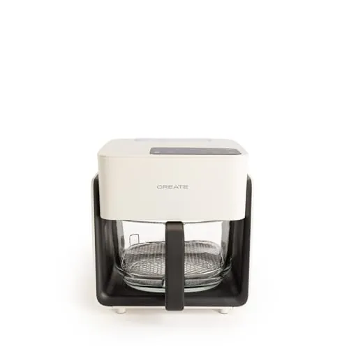 CREATE/AIR FRYER STUDIO CRYSTAL/Freidora sin aceite 4.2 L con vaporizador de agua blanco roto/Capacidad 5-6 raciones, 6 programas, bandeja de cristal, control de tiempo y tempertura, 1300W