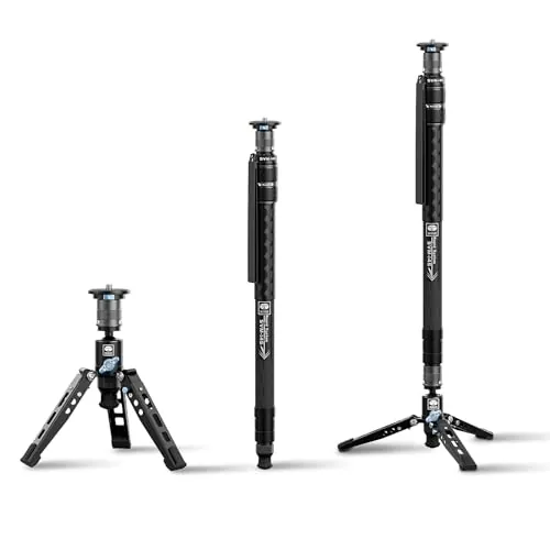 SIRUI Monopié para Cámara SVM-145, Monopié de Fotografía de Carbono de 145cm con Pies, Ajuste Rápido de Altura en un Solo Paso, Monopié de Viaje para DSLR, Carga Máxima 22 Libras