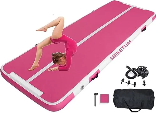 MEKETUM Air Track Colchoneta Gimnasia Ritmica 2 3 4 5 6 m Hinchable 10/20cm Gruesa Colchoneta Deportiva con Bomba de Uso doméstico/Entrenamiento/Rodar/Saltar/Fitness/Yoga/Entretenimiento acuático