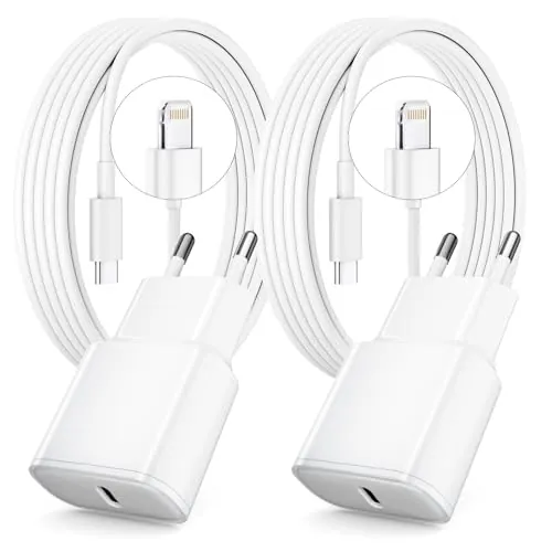 Cargador para iPhone Carga Rapida, Paquete de 2 Cagador USB C PD 3.0 y Cable Lightning de 2 m para iPhone 14/13/12/11/Pro/Pro MAX/iPad[5th-9th]/iPad Mini[2nd-5th]/iPad Air