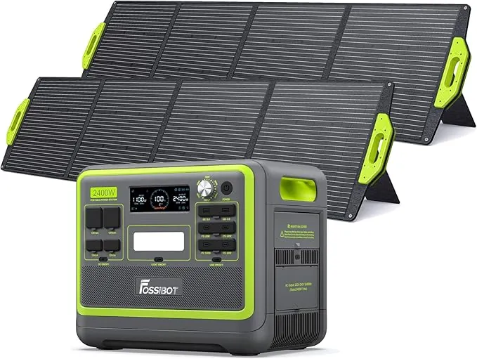 FOSSiBOT F2400 Generador Solar Portatil, 2 paneles solares de 200 W, Batería LiFePO4 de 2048Wh，Salida de 2400W CA (4800W Pico), Carga del 80% en 1,5 Horas, Estacion de Energia Portatil para Camping