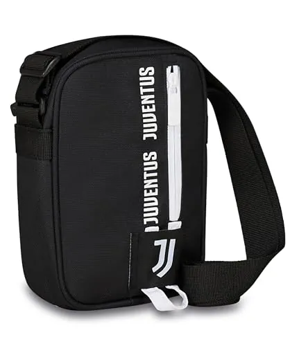 SEVEN Juventus - Bandolera para niños y adolescentes, blanco y negro, correa ajustable, deporte y tiempo libre