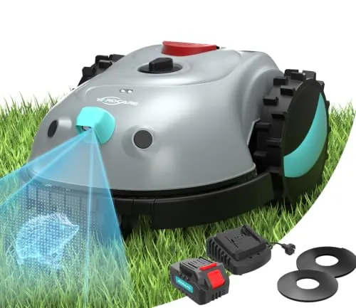 (2026 Nuevo) YARDCARE V100 Robot Cortacesped sin Cable Perimetral, Navegación Visual, Evitación de Obstáculos(150 Tipos), Robot Cortacésped con Bateria de 4 Ah, Banda magnética, Hoja de Repuesto