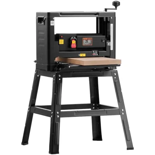 Vevor Regruesadora 330 mm Cepilladora de Madera 2000 W Máquinas de Cepilladora de Prensa Cepillo Eléctrico para Madera Profundidad 3 mm con Soporte, Negro