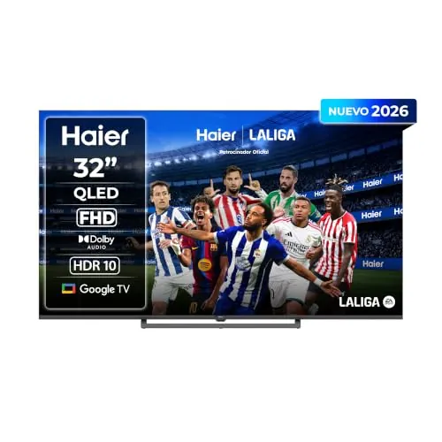 Haier S80 QLED Full HD 32" H32S80GFX, Smart TV con Google TV, Chromecast, Dolby Audio, HDR10, Bluetooth 5.1, USB 2.0 x 2, DBX TV, HDMI 2.1 x 4 [2026]