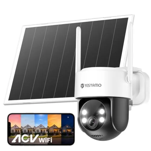 YESYAMO AOV 24/7 Grabación Continua Cámara Vigilancia WiFi Exterior 4MP