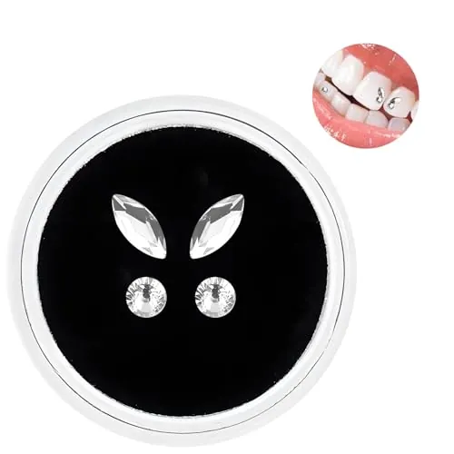 Juego de 4 piezas de cristal para dientes, joyas para el cuidado de los dientes, diamantes de imitación, joyas decorativas, piedras preciosas de cristal
