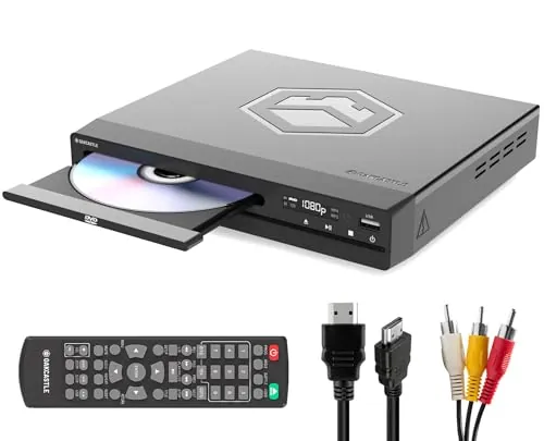 OAKCASTLE DVD100 Reproductor DVD para TV | Sin Región HDMI 1080P DVD Player | Leitor CD con Reproducción USB | Cable RCA, Cable HDMI y Mando a Distancia Incluidos