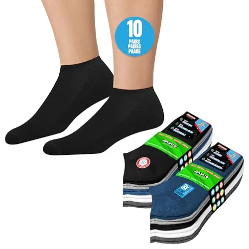 SOXCO 10 Pares Calcetines Tobilleros Mujer Hombre Verano Calcetines Cortos Bajos, paquete de 10 (EU 43-46, Multicolor)