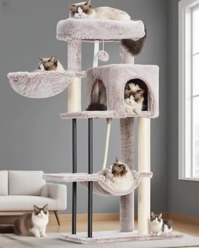 Gitelsnour Rascador para Gatos 110cm, Estructura Metálica, Hamaca, GCT004SMU