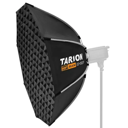 TARION Softbox Octagonal Montaje Rápido - Softbox Bowens 120cm Plegable con Rejilla Doble difusión para fotografía vídeo Retrato OC-120F SOFTBEAM