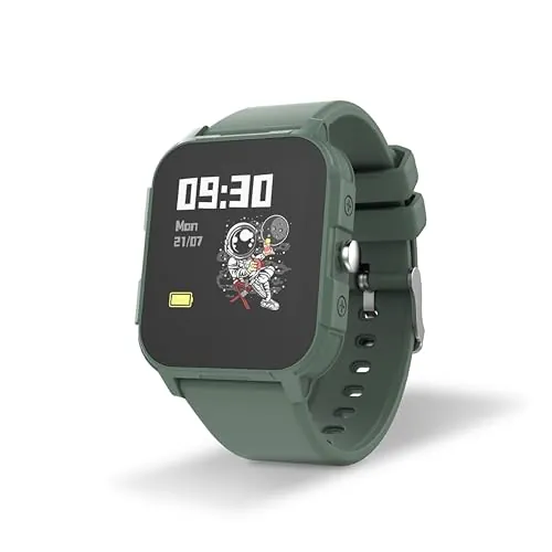 DCU TECNOLOGIC, Smartwatch Junior, Reloj Inteligente Niños, Apto para niños de 7 a 14 años, Pantalla táctil de 1,44", Más de 100 diseños de Pantalla Disponibles, Color Verde Militar