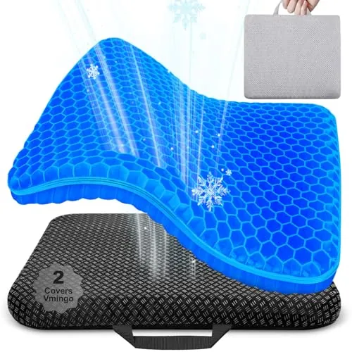 Vmingo Cojin de Gel,Cojin Silla Oficina,Cojín antiescaras Suave y cómodo con Funda extraíble,Apoyo Transpirable con Funda Antideslizante, Ideal para Coche, Oficina y Silla Ruedas (Azul Oscuro)
