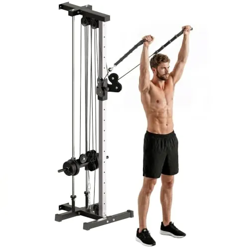SPORTNOW Máquina Polea Alta y Baja de Pared, Doble Polea Ajustable