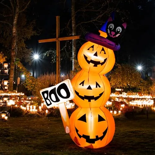 Solpex Decoración de Halloween, Hinchable, Calabaza, Fantasma, 150 cm, Leds Integrados, para Fiestas, jardín, césped