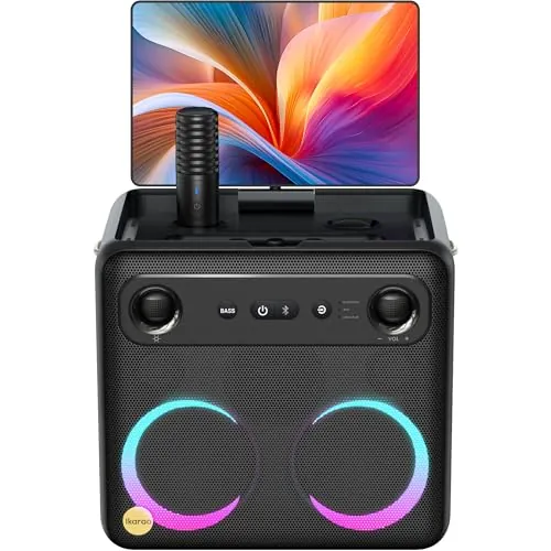Karaoke Profesional para Adultos con 2 Micrófonos Inalámbricos, Sistema Karaoke para TV con Preamplificador de Micrófono, Bluetooth Portátil para Fiesta（Break X2）