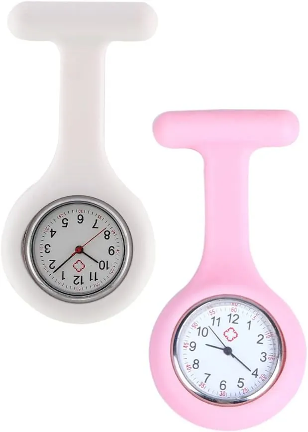 KARELLS Reloj De EnfermeríA Broche, Reloj de Bolsillo Enfermera Cuarzo, 2 Piezas Reloj de Bolsillo Médico, Relojes de Doctor Resistente al Agua con Silicona, Reloj De Enfermera con Broche