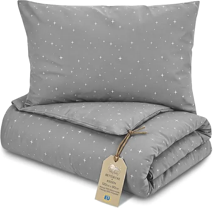 Totsy Baby Edredon Relleno nordico Cama Infantil Algodón - 90x120 - Bebe rellena Juego de Manta 90 x 120 cm con Almohada 40 x 60 cm por niños e niñas Oeko-Tex Galaxia