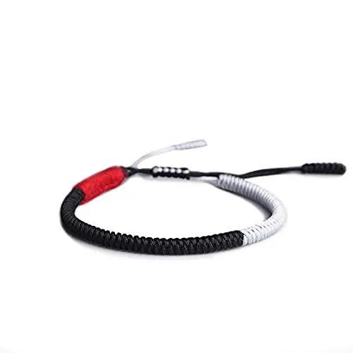 EXINOX Pulsera Tibetana | Hombre Mujer | (Blanca Y Negra)